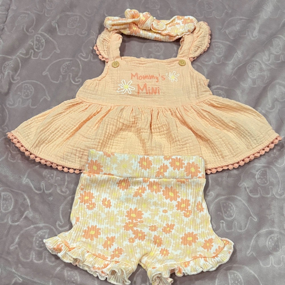 Catherine Malandrino Peach and White Kids Matching Set